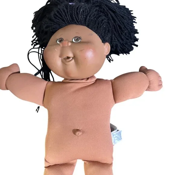 Vintage 2004 Cabbage Patch Kids 18" Doll With Black Yarn Hair Brown Eyes & Strip - Picture 6 of 10
